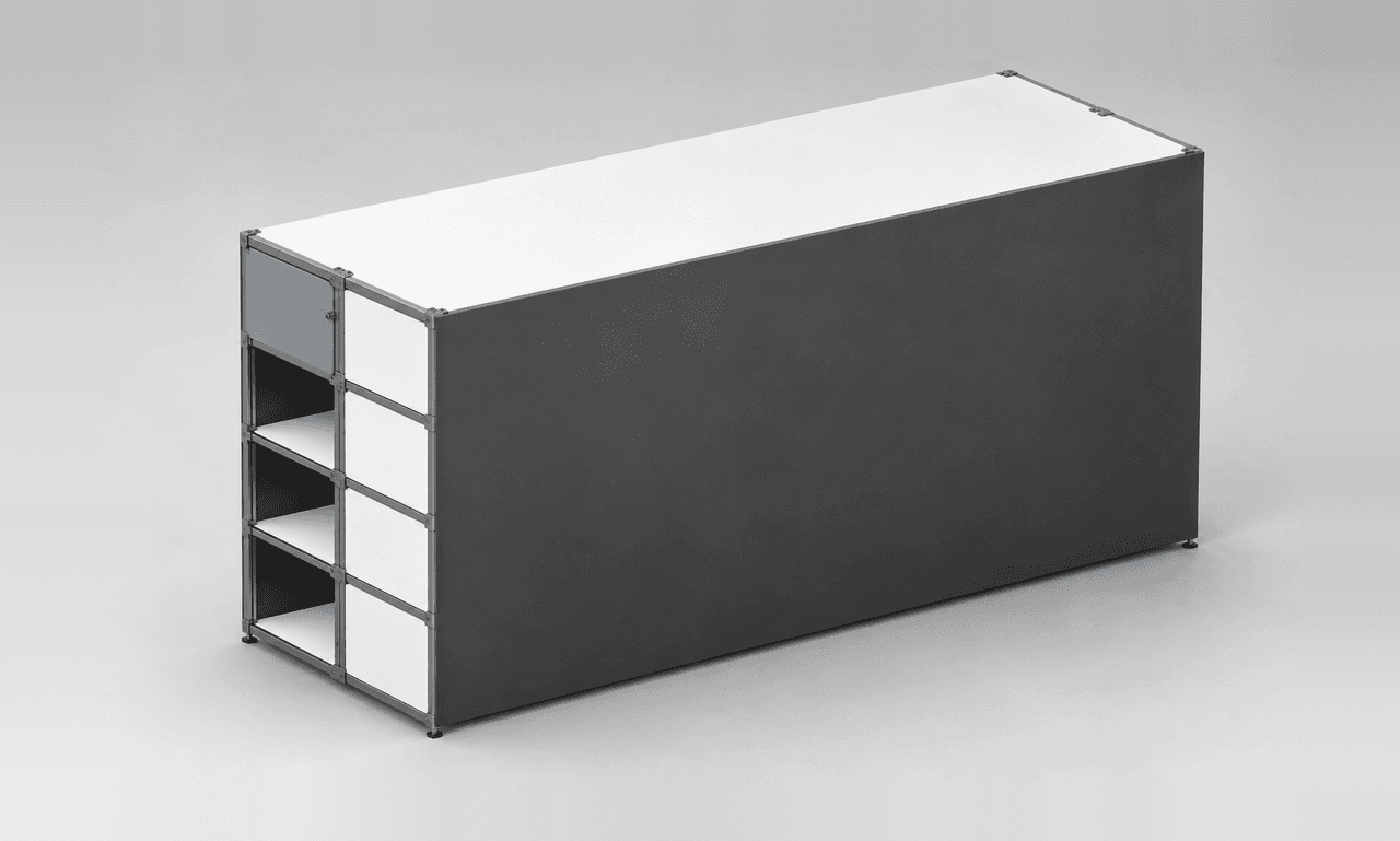 Rectangular Cabinet with Open Shelf Bays
