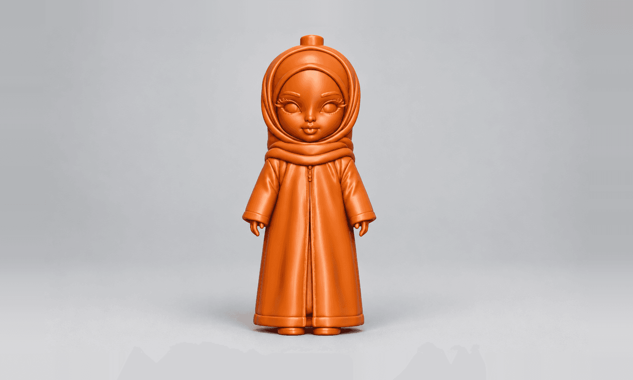 Standing Doll Figure in Hooded Robe