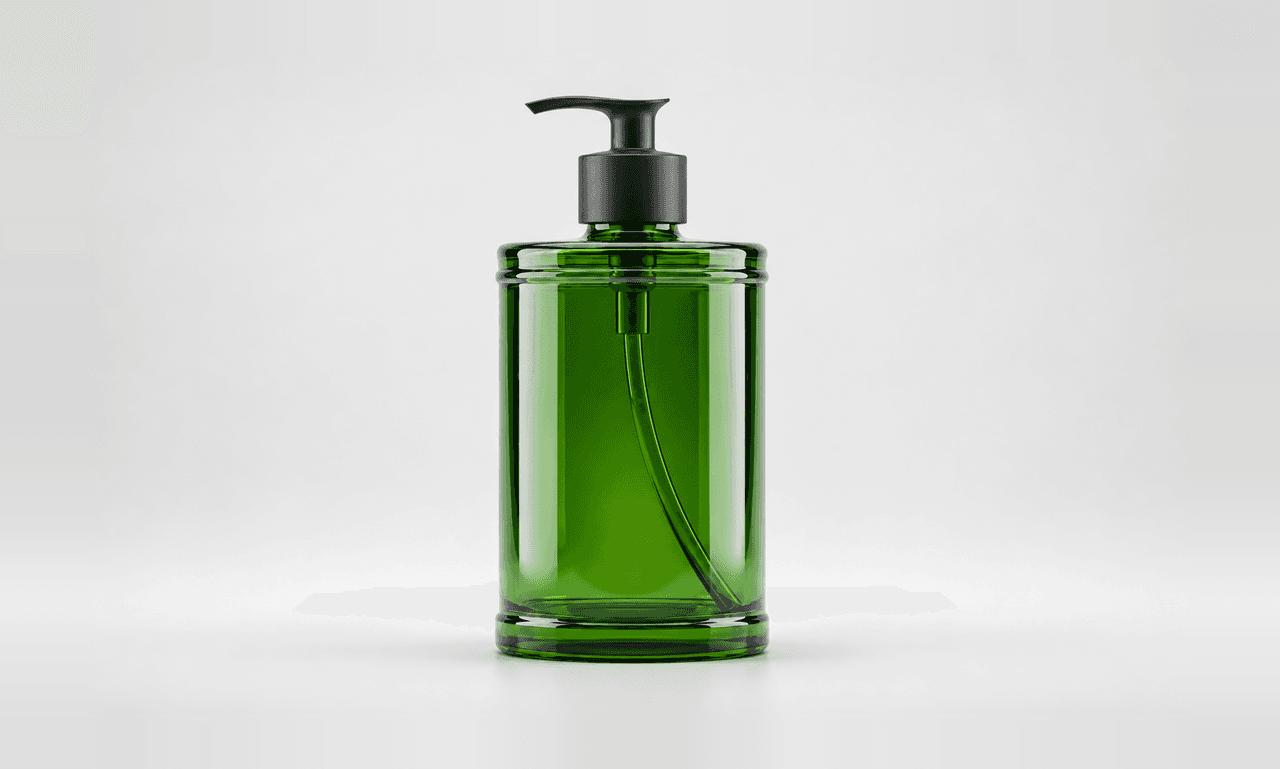 Pump Dispenser Bottle with Green Translucent Body