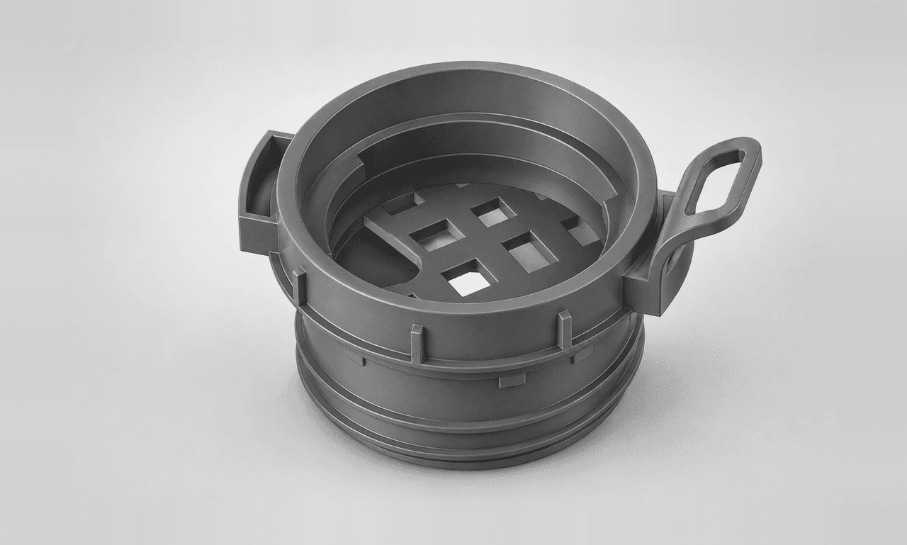 Cylindrical Housing with Lug Handles and Internal Grid