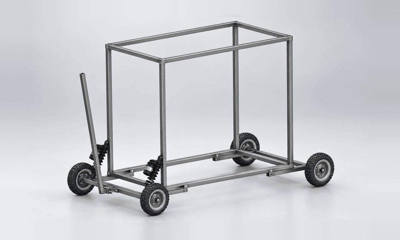 Tubular Frame Cart with Four Wheels