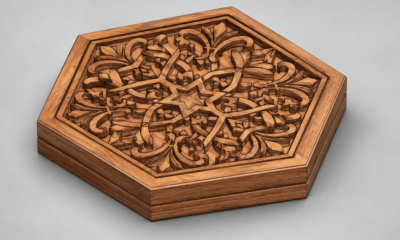 Hexagonal Carved Box